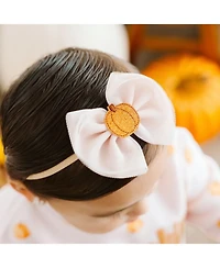 Sweet Wink Baby Girls Pumpkin Tulle Bow Baby Headband