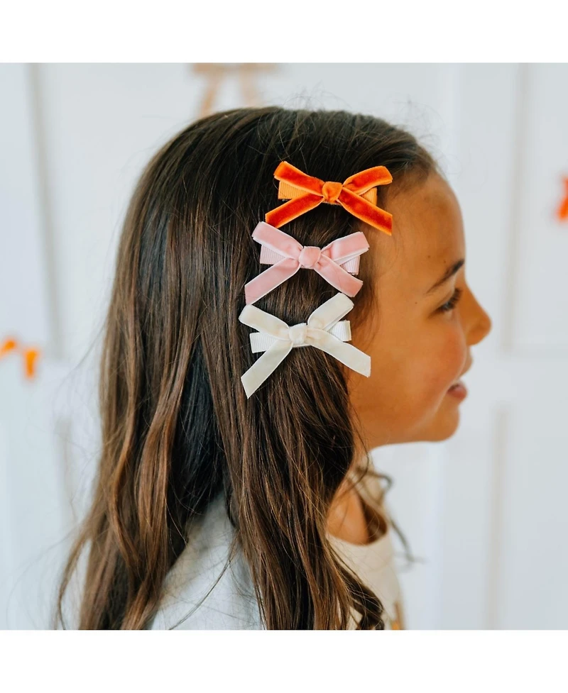 Sweet Wink Little and Big Girls Mini Velvet Bow Clip Set