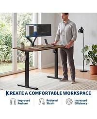 homfan 47"x24" Brown Electric Sit-Stand Desk, 2-Fold Top, Height Adjustable