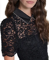 Karl Lagerfeld Paris Women's Lace A-Line Cap-Sleeve Dress