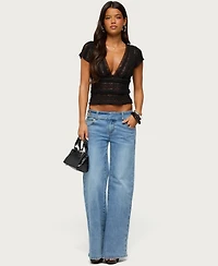 Edikted Women's Dale Low-Rise Straight-Leg Stretchy Jeans, 31" Inseam