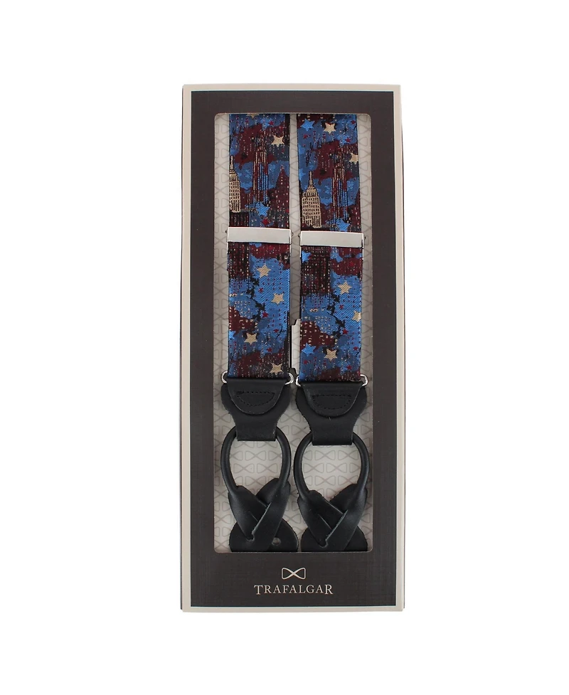 Trafalgar Men's Nyc Proud Silk Novelty Button End Suspenders