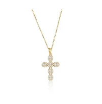 Simona Oval Halo Cz Cross Necklace