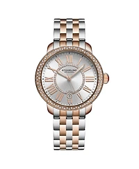 Stuhrling Women's Original Celestia Quartz Crystal Bezel Two-Tone Stainless Steel Bracelet Watch 38mm