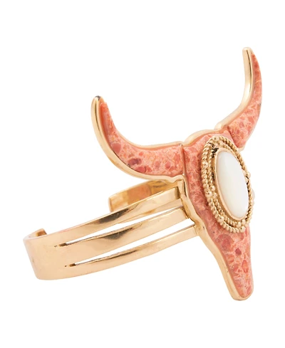 Barse Longhorn Orange Sponge Coral Golden Cuff Bracelet