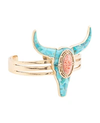Barse Longhorn Blue Turquoise Golden Cuff Bracelet