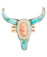 Barse Longhorn Blue Turquoise Golden Ring