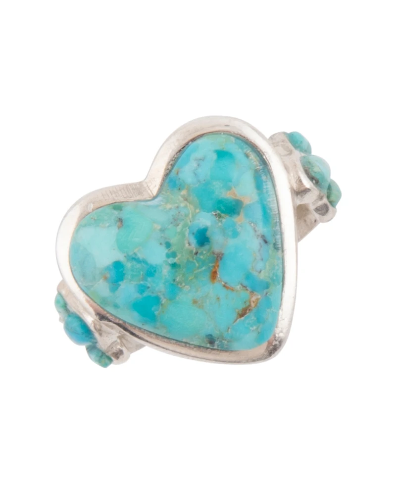 Barse Blue Turquoise Heart Silver Statement Ring