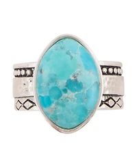 Barse Hammered Big Silver and Blue Turquoise Ring