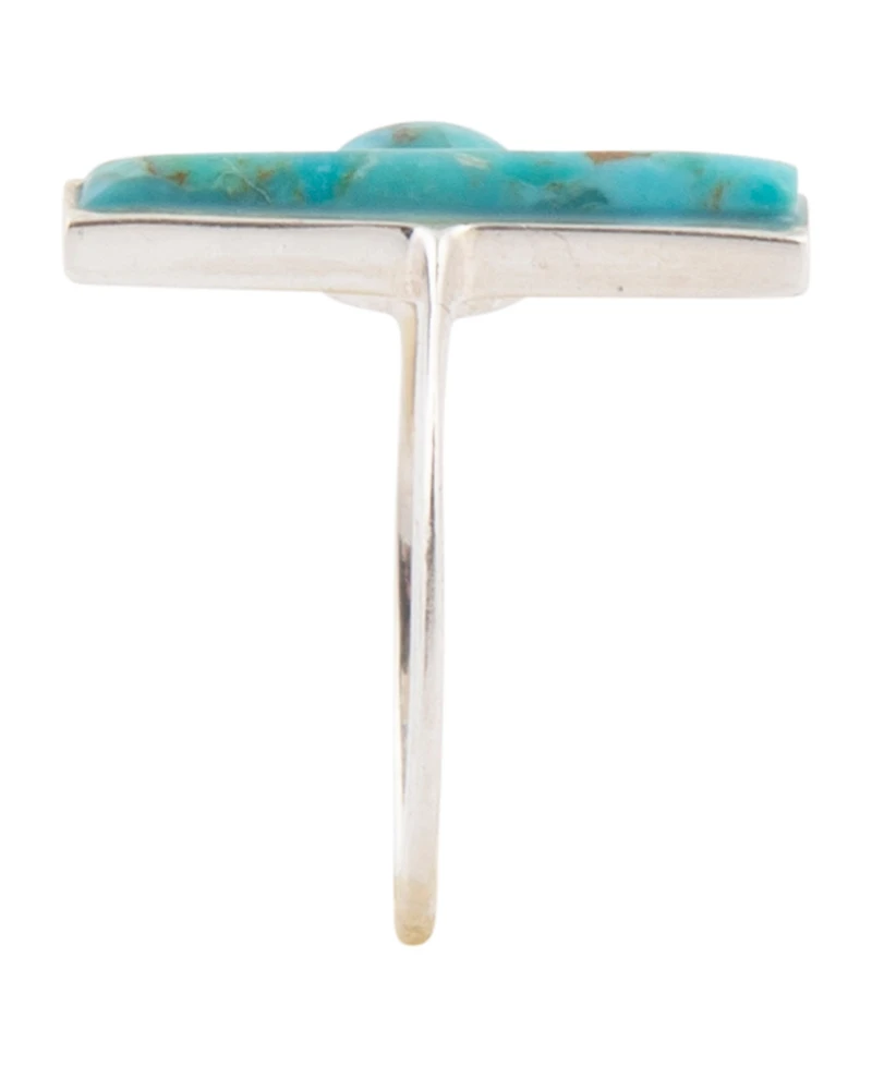 Barse Blue Turquoise Size Adjustable Silver Ring