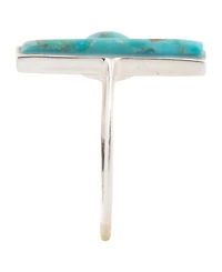 Barse Blue Turquoise Size Adjustable Silver Ring