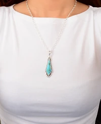Barse Anemone Long Diamond Blue Turquoise and Silver Necklace