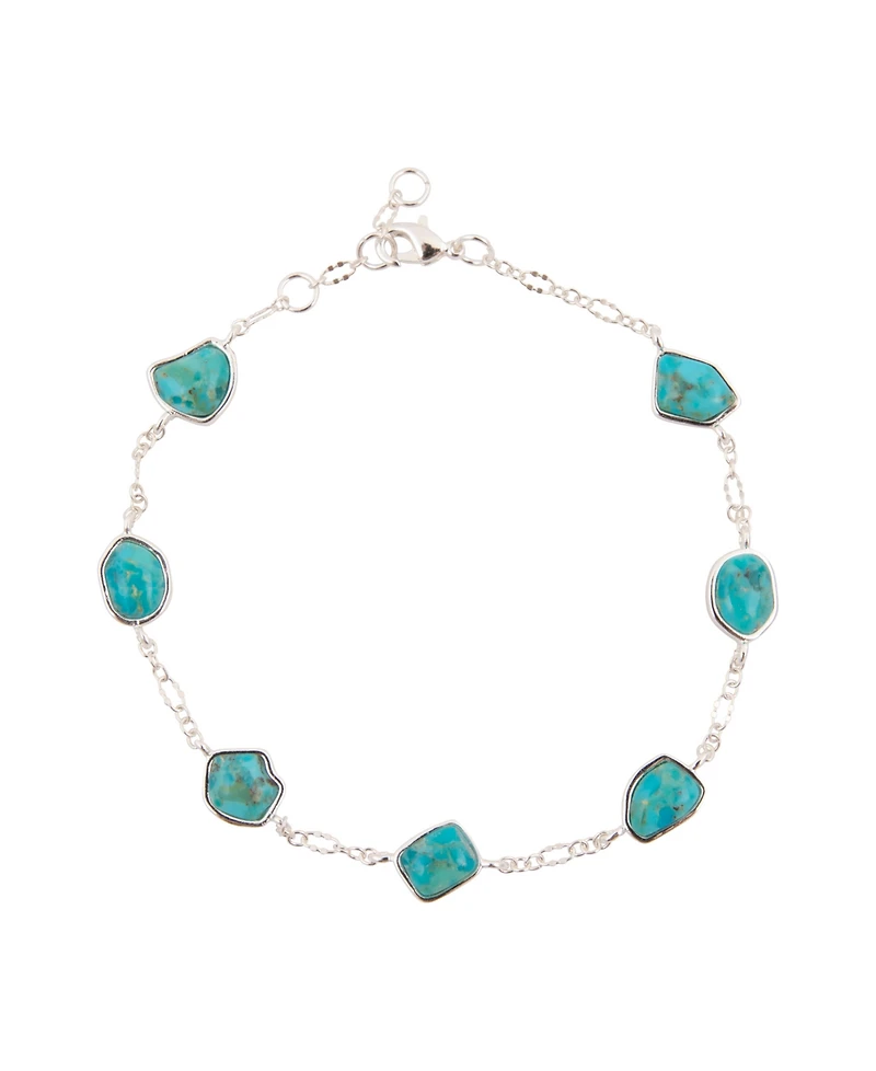 Barse Blue Turquoise and Silver Line Bracelet