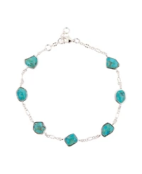 Barse Blue Turquoise and Silver Line Bracelet