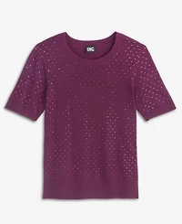 I.n.c. International Concepts Women's Crystal Embellished Short-Sleeve Crewneck Sweater, Macy's Exclusive