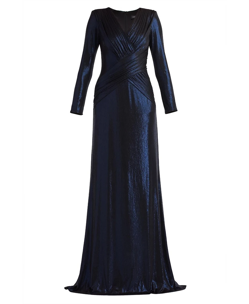 Tadashi Shoji Women's Esau Metallic Crisscross Draped Gown