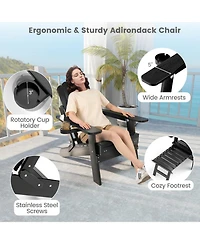 Sugift All-Weather Hips Adirondack Lounge Chair with Retractable Footrest and 4-Level Backrest