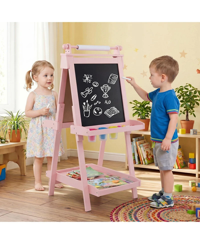 Hongge Foldable Double-Sided Art Easel with Paper Roll Holder