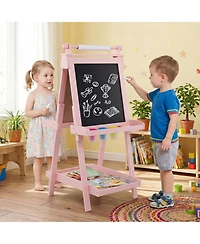 Hongge Foldable Double-Sided Art Easel with Paper Roll Holder