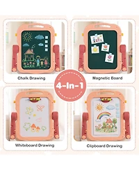 Hongge 4-in-1 Swivel Kids Art Easel, Adjustable Height