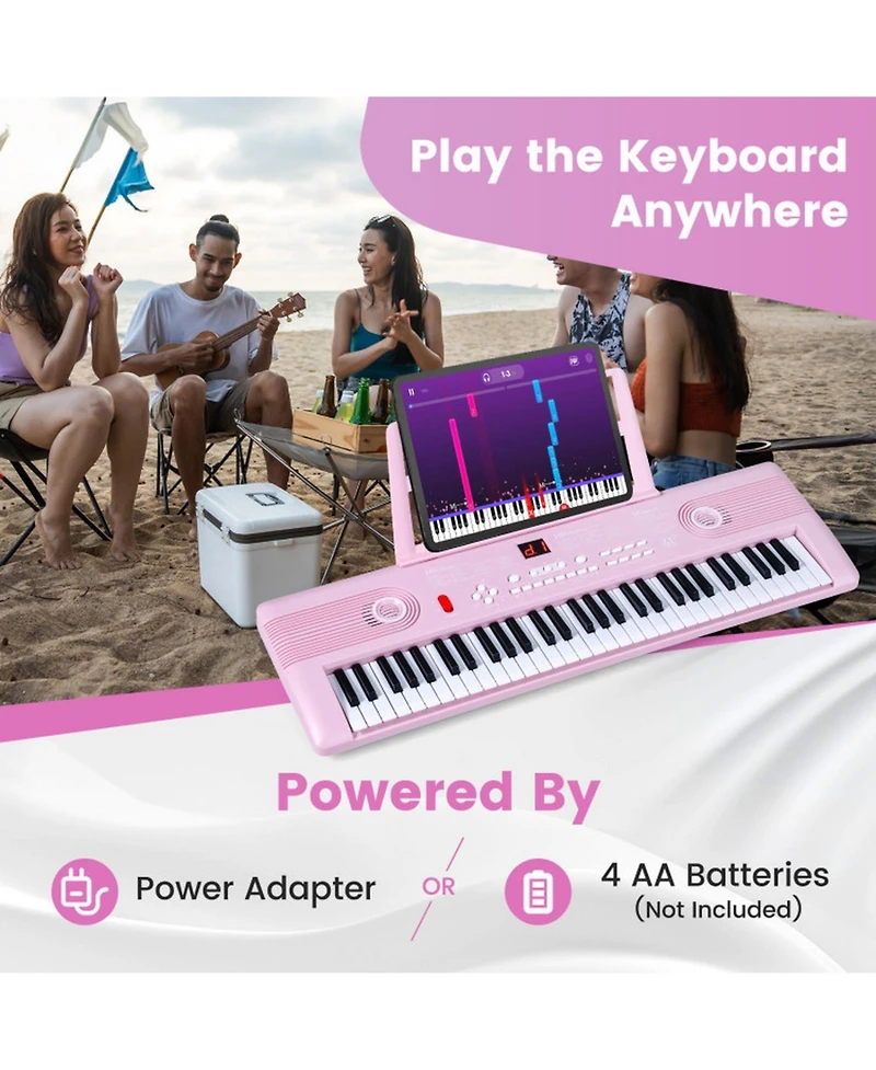 Hongge 61-Key Portable Digital Keyboard Piano with Carry Bag