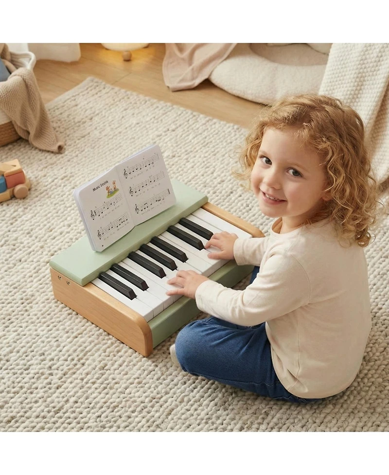 Hongge 18-Key Wooden Battery-Operated Piano, Ages 3+