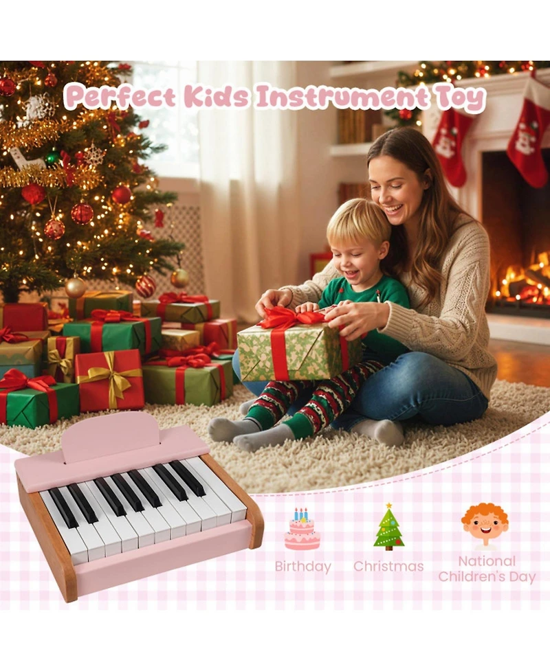 Hongge 18-Key Wooden Musical Toy Piano, Ages 3+