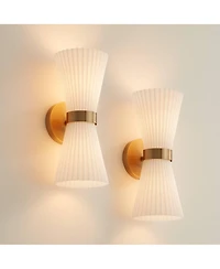 Possini Euro Design Possini Euro Peter 14" High Warm Brass 2-Light Wall Sconce Set of 2