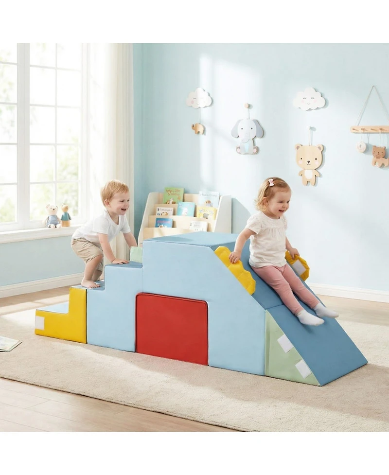 Sugift Convertible Soft Foam Blocks with Velvet Covers Table and Chair Set, 3-in-1, Ages 3-6
