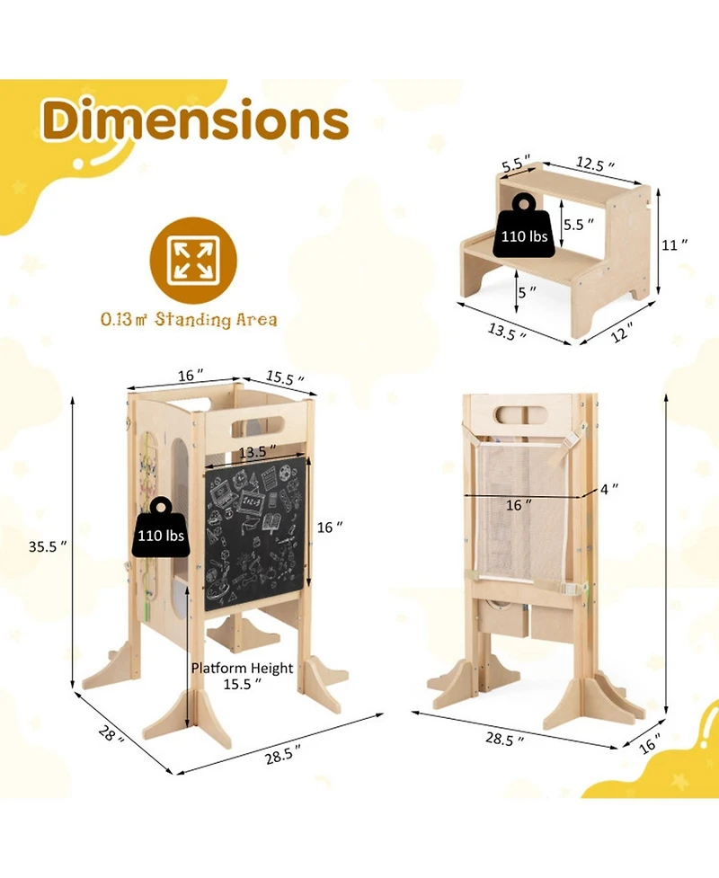 Hongge Ages 3+ Foldable Montessori Activity Panels Tower