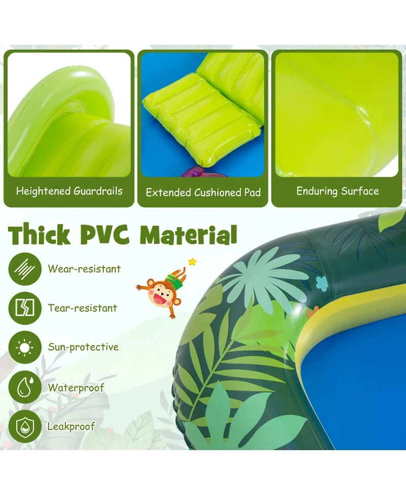 Hongge Jungle Animal Inflatable Spray Pool Play Center with Slide and Sprinkler Ages 2-6