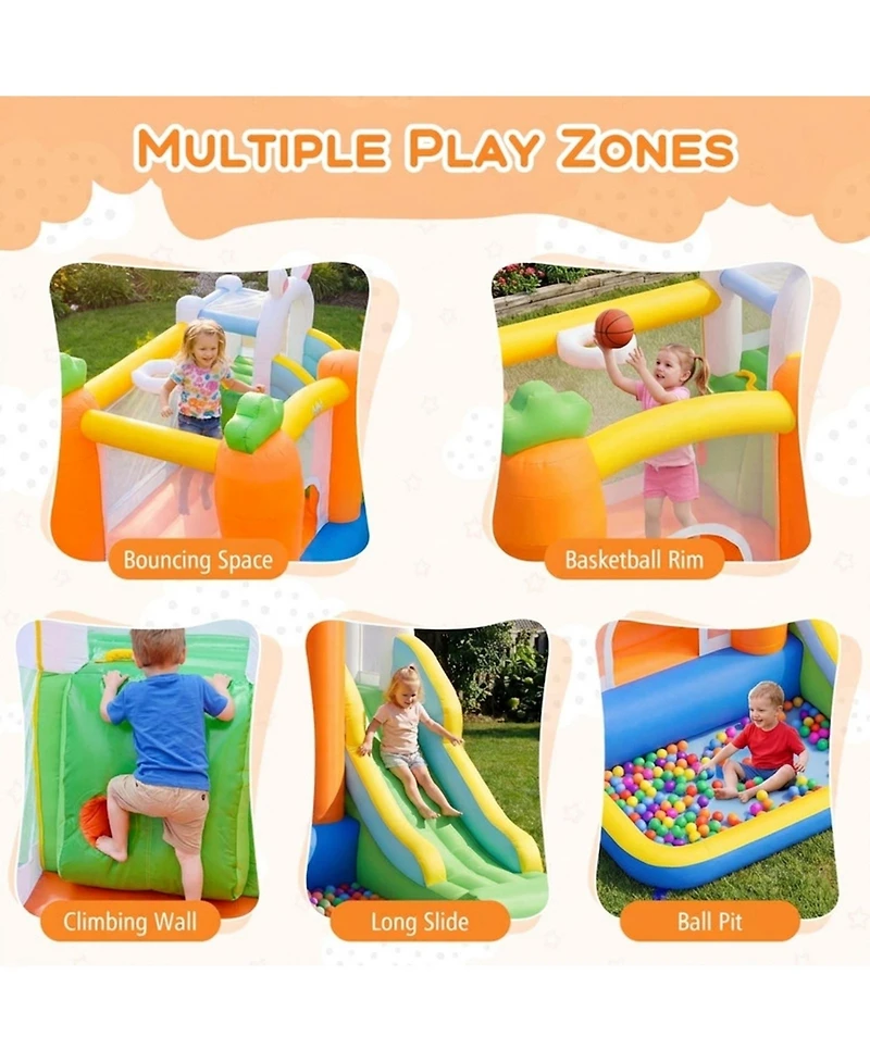 Hongge Inflatable Bounce House with Climbing Wall, Ball Pit and Slide, Ages 3-12
