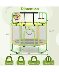 Hongge 60" 6-in-1 Trampoline with Enclosure Net, Ages 3+