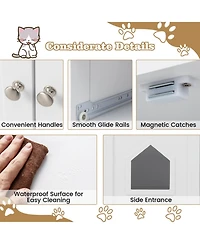 Sugift Hidden Cat Washroom Side Cabinet Wooden Pet House with 2 Drawers 31.5in x 20in x 31in