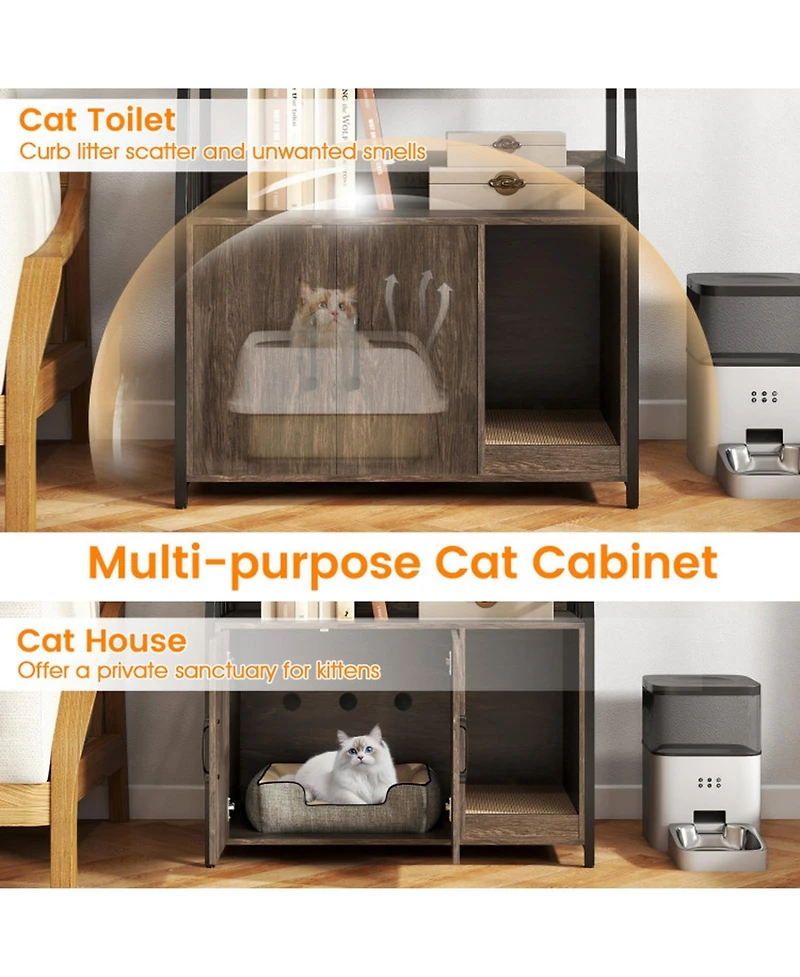 Hongge 52 in Cat Litter Cabinet with Built-In Charging Station