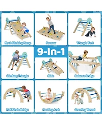 Hongge 8-in-1 Foldable Pikler Triangle Montessori Anti-Tip Climbing Set