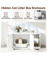 Hongge Wooden Cat Litter Box Furniture with Removable Scratching Board