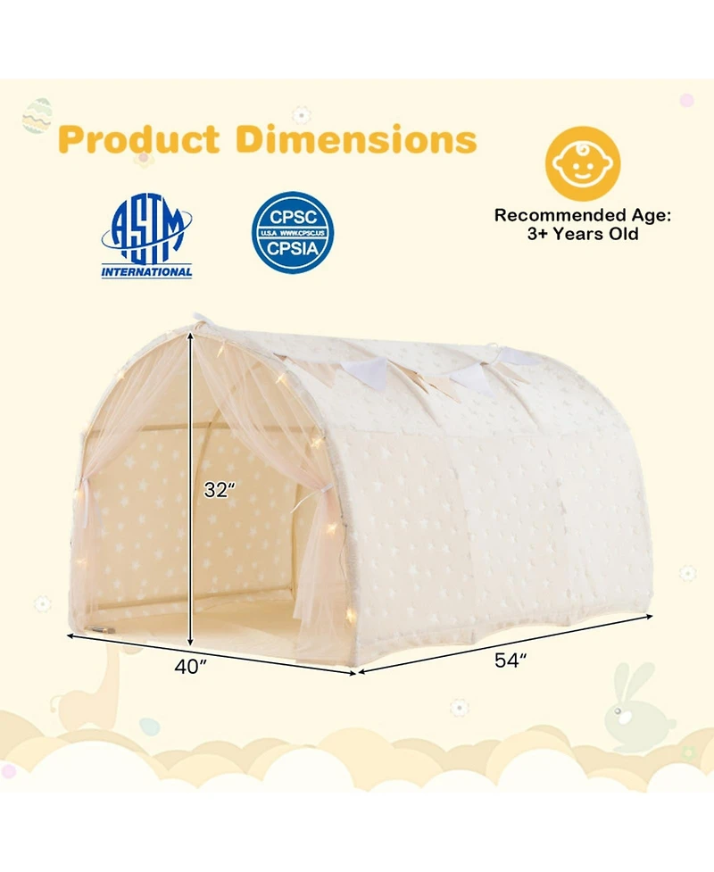 Hongge Glow-in-the-Dark Stars Twin Bed Flannel Canopy Tent, Ages 3+