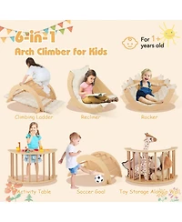 Hongge Ages 1+ Montessori Wooden Climbing Arch with Padded Cushion
