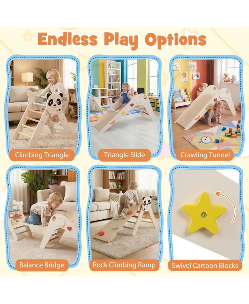 Hongge Foldable Wooden Montessori-Style 3-Piece Climbing Set, Ages 3+