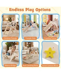Hongge Foldable Wooden Montessori-Style 3-Piece Climbing Set, Ages 3+