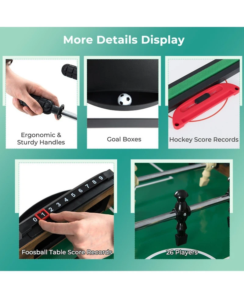 Sugift 10-in-1 Combo Game Table Set 50in Multi-Game Table with Foosball