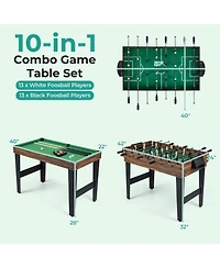 Sugift 10-in-1 Combo Game Table Set 50in Multi-Game Table with Foosball