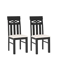 Sugift Set of 2 High Back Dining Room Chairs with Padded Seat and Rubber Wood Frame