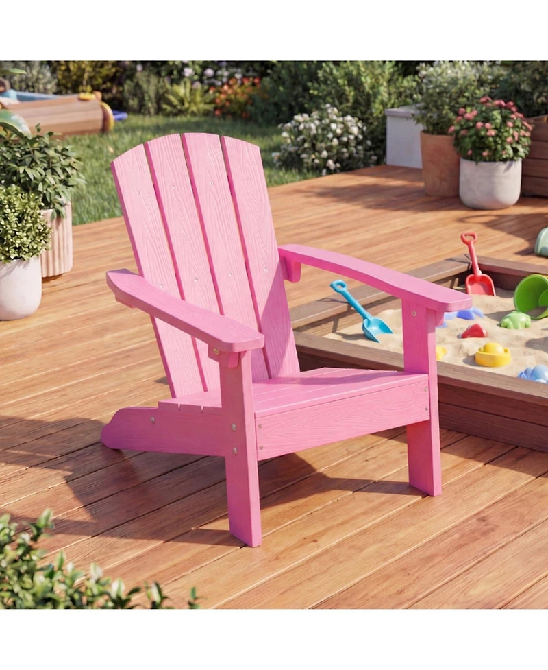 Sugift Set of 2 Kids Adirondack Chairs with High Backrest and Armrests