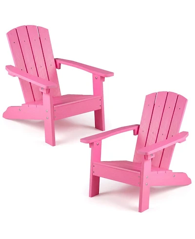 Sugift Set of 2 Kids Adirondack Chairs with High Backrest and Armrests