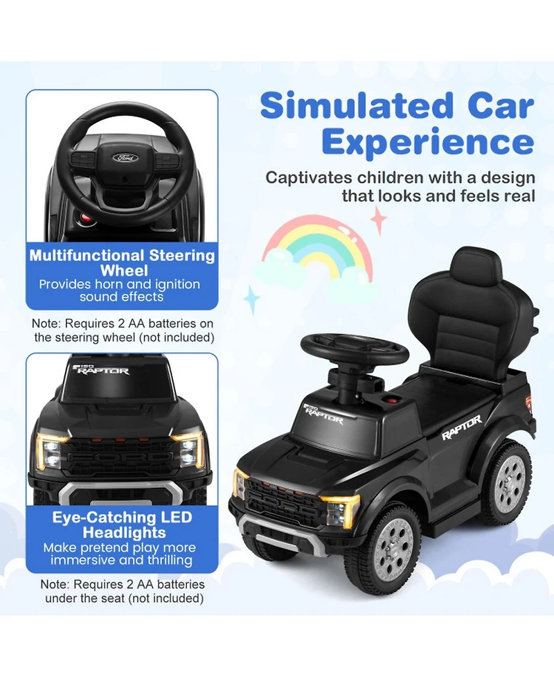 Sugift 3-In-1 Push Ride-On Car, 33.5" x 14" x 37", Ages 18-36 Months