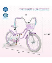 Sugift Princess of the Sea 18" Girls' Bike with Adjustable Saddle & Basket, Ages 3-8
