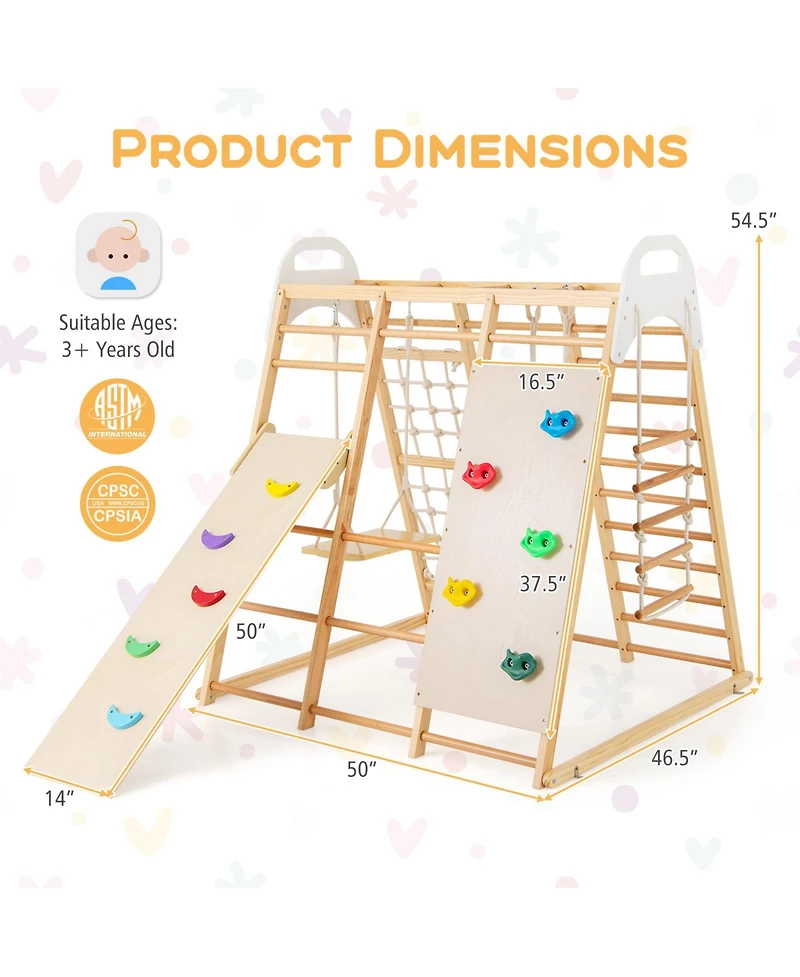 Sugift Ages 1+ 8-in-1 Wooden Jungle Gym Playset