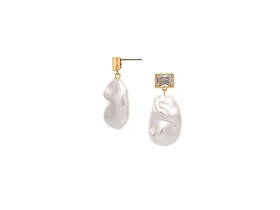 Rivka Friedman 18K Gold Plated Imitation Freshwater Pearl and Cz Drop Earring